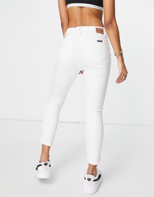 Calvin Klein Jeans high rise cropped skinny jean in white