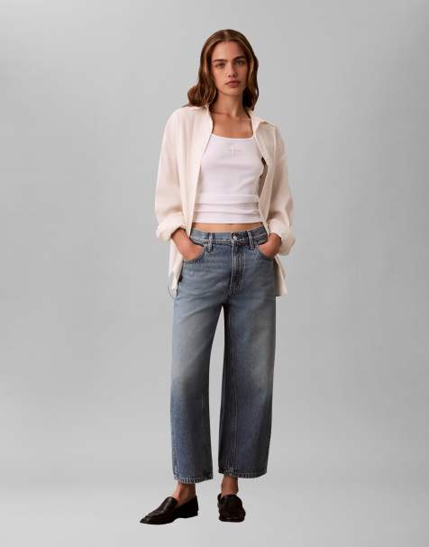 Calvin Klein Jeans high rise culotte jeans in mid wash - view 1