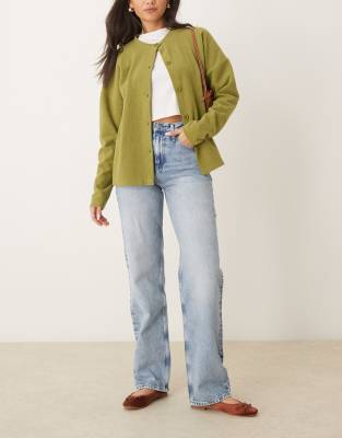 high rise loose jeans in light wash-Blue