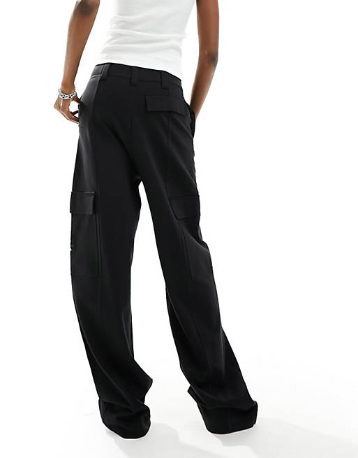Calvin Klein Jeans high rise milano utility pants in black | ASOS