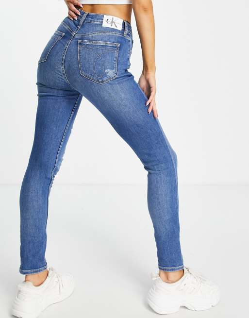 Calvin Klein Jeans high rise skinny jean in mid wash blue