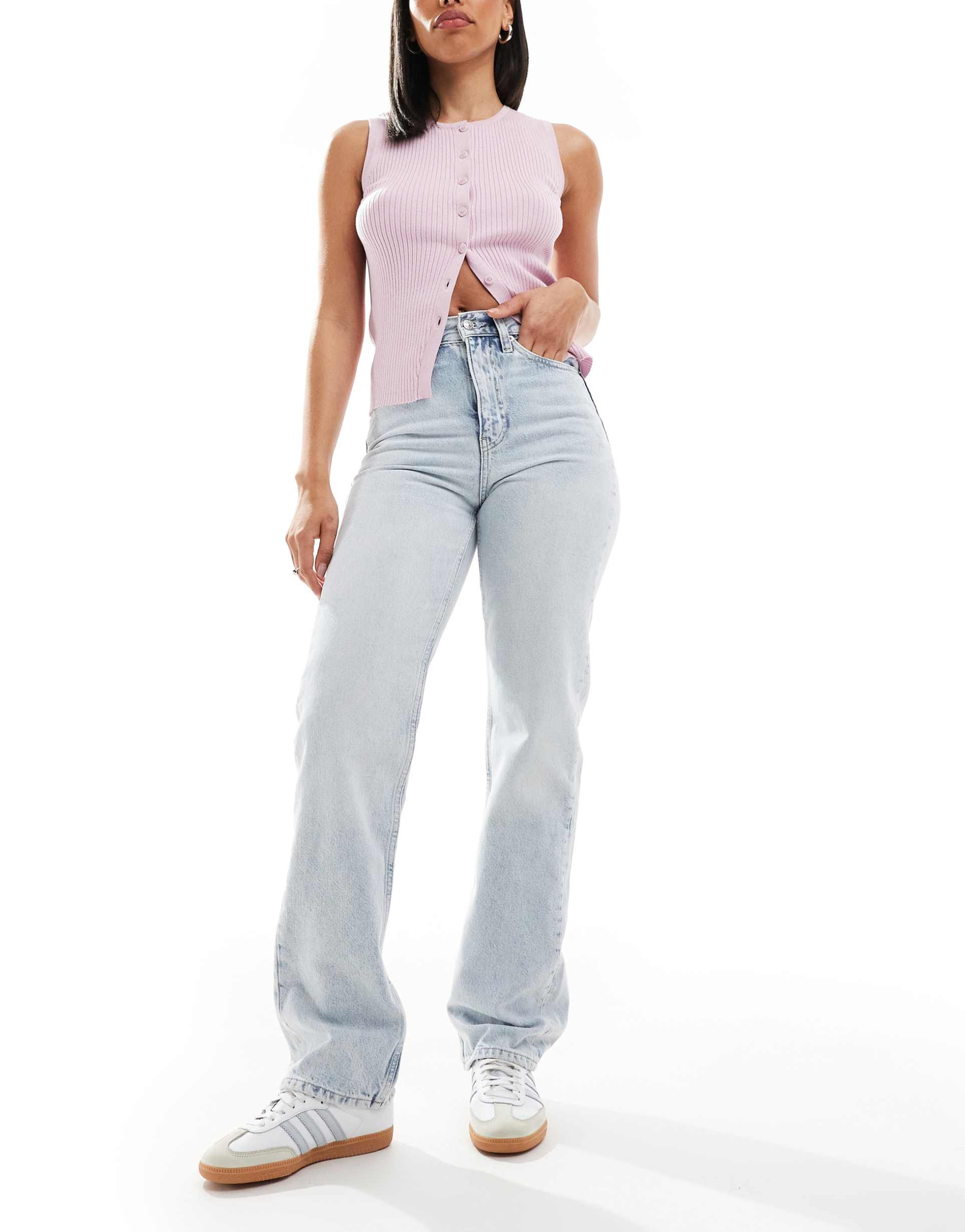 calvin klein jeans high rise straight jeans in light wash