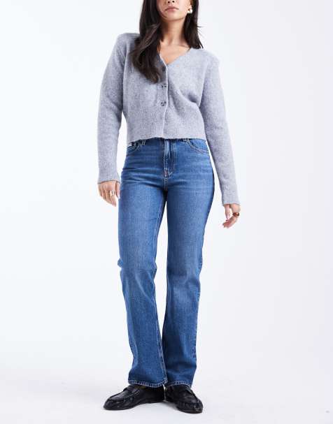 Calvin Klein Jeans high rise straight jeans in mid wash blue - view 1