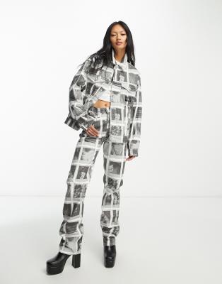 Calvin Klein Jeans co-ord high rise straight leg jeans in photo print - ASOS Price Checker