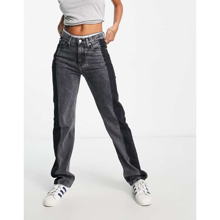 ASOS jeans tone straight Jeans two Klein black high Calvin in rise leg |