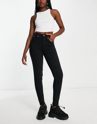 Calvin Klein Jeans high rise super skinny jeans in black - ASOS Price Checker