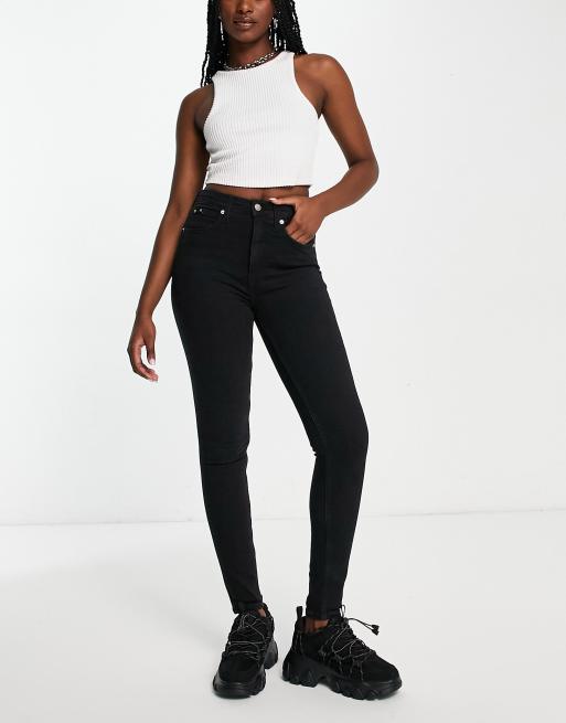 Calvin Klein Jeans high rise super skinny jeans in black | ASOS