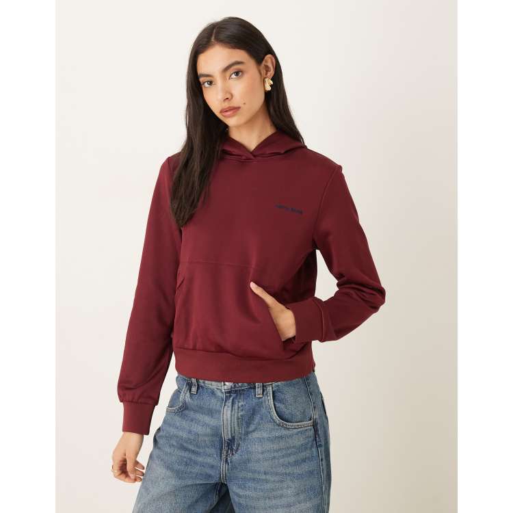 Calvin Klein Jeans high shine hoodie in burgundy ASOS