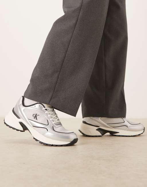 Calvin Klein Jeans - Hike Runner - Sneakers van mesh met veters in zilver