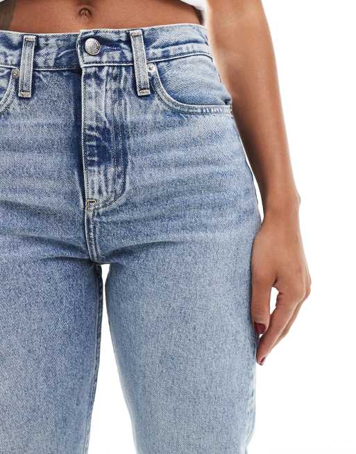 Calvin Klein Jeans - Højtaljede jeans med lige ben i blå mellemvask, 3 af 5