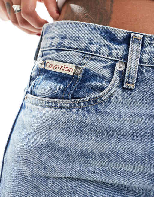 Calvin Klein Jeans - Højtaljede jeans med lige ben i blå mellemvask, 5 af 5