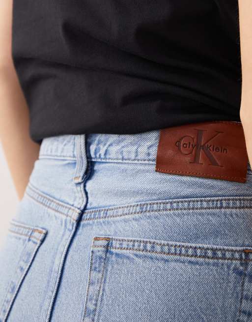 Calvin Klein Jeans - Højtaljede lyseblå denimshorts med A-form, 3 af 5