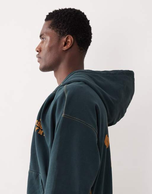 Calvin Klein Jeans – Hochwertige Kapuzenjacke in Petrolgrün mit durchgehendem Reißverschluss und Vintage-Logo, 4 von 5