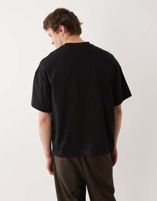 Calvin Klein Jeans – Hochwertiges, kastiges Relaxed-Fit-T-Shirt aus schwerem Stoff in Schwarz in Oversize-Passform, 3 von 5