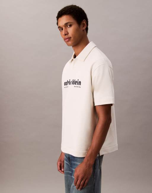 Calvin Klein Jeans – Hochwertiges Polohemd in Wollweiß mit lockerer Passform, 4 von 5
