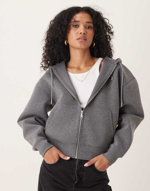 Calvin Klein Jeans hoodie in gray in scuba-style fabric