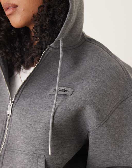 Calvin Klein Jeans  hoodie in grey in scuba-style fabric, 4 of 4