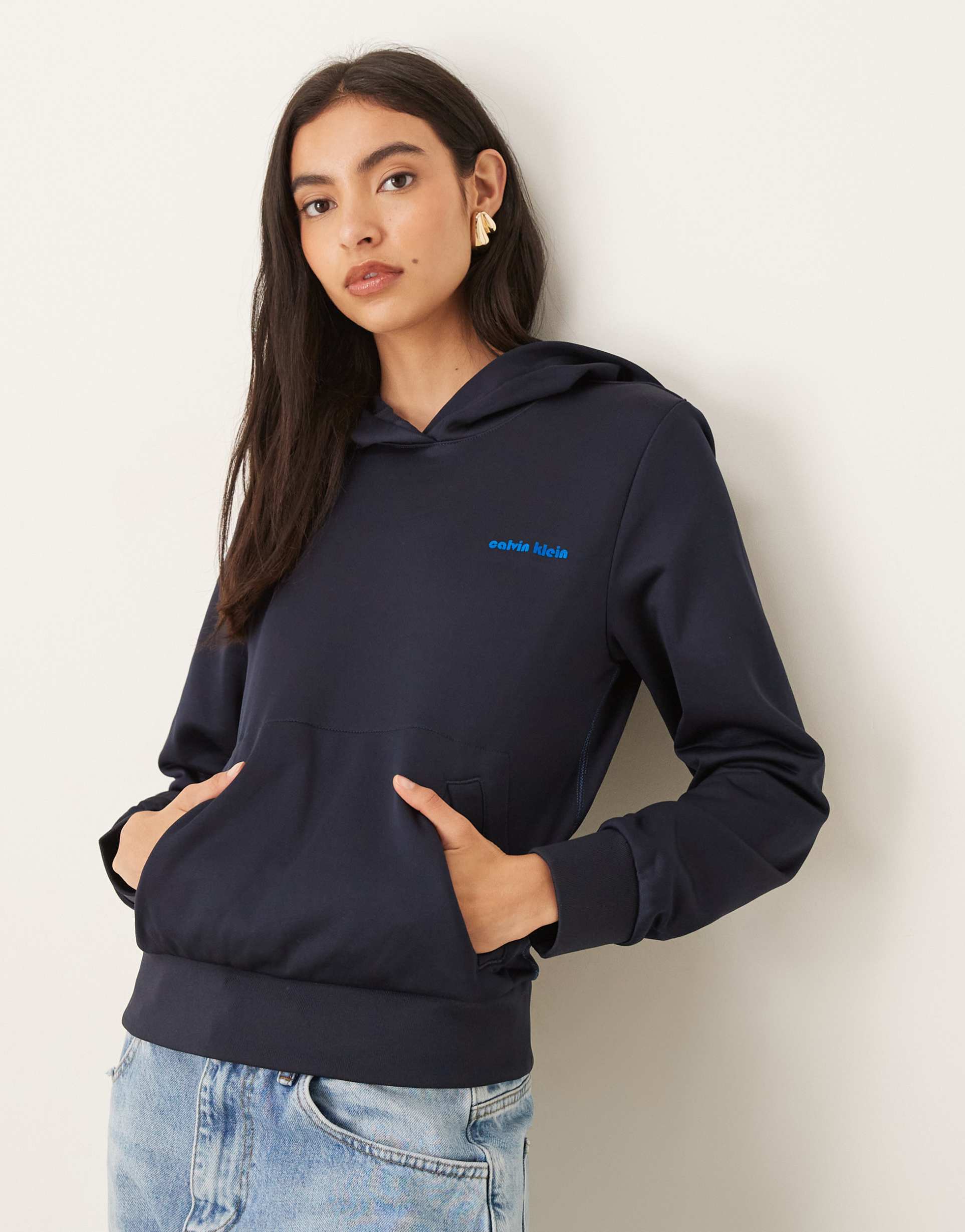 calvin klein jeans hoodie in navy