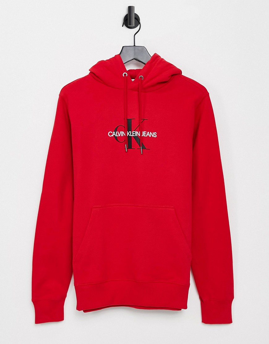 Calvin Klein Jeans - Hoodie met logo op de borst in rood