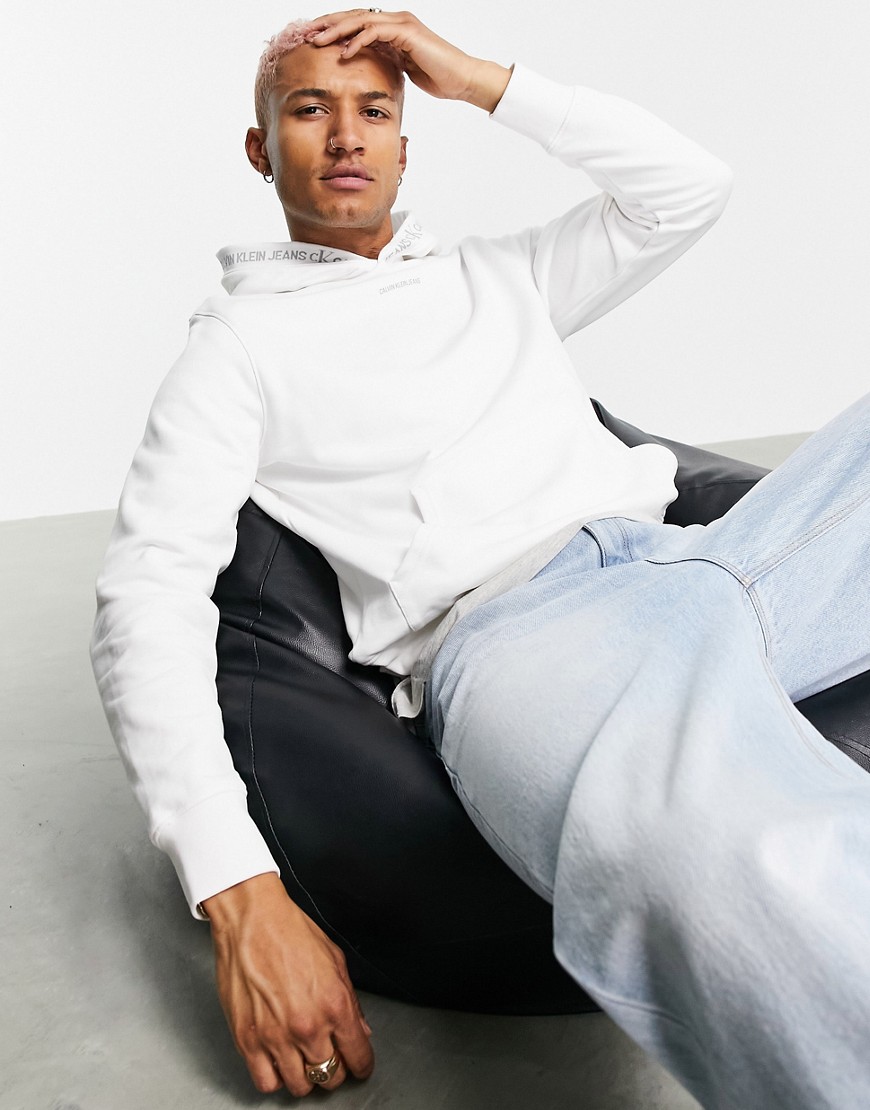 Calvin Klein Jeans - Hoodie met logobies op de capuchon in wit
