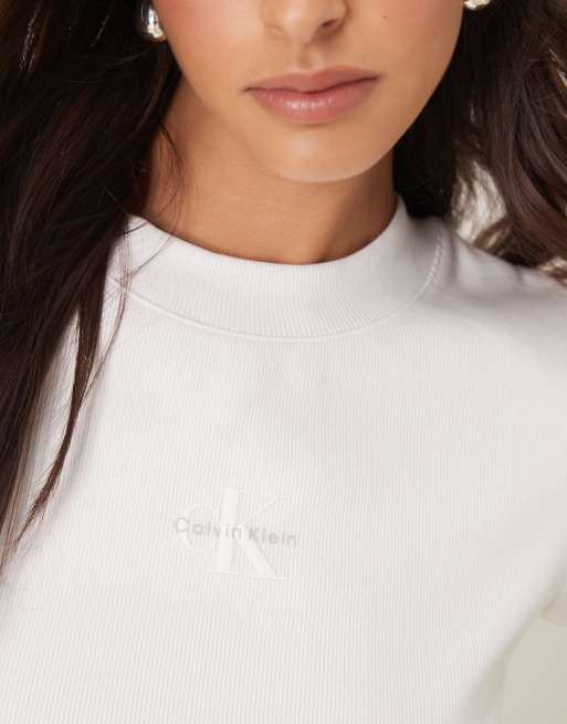 Calvin Klein Jeans - Hvid baby-t-shirt med monogramlogo, 5 af 7