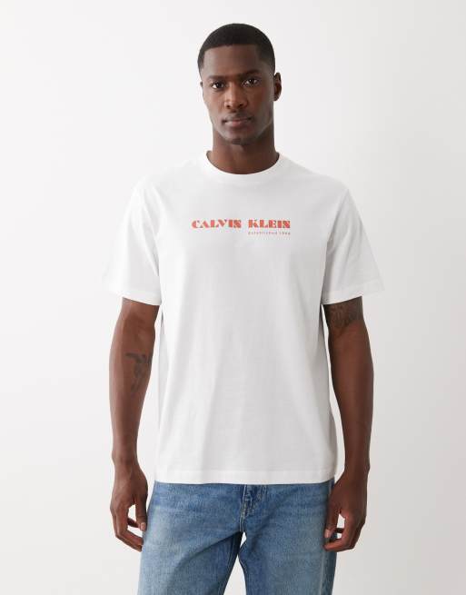 Calvin Klein Jeans - Hvid T-shirt centralt logo, 3 af 5