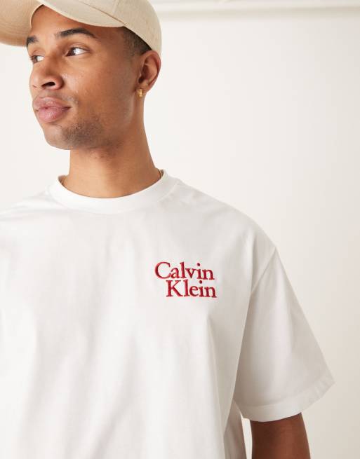 Calvin Klein Jeans - Hvid t-shirt med logo på brystet, 4 af 4