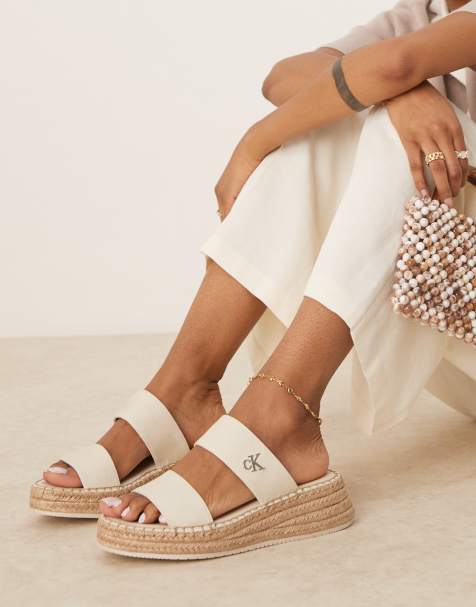 Calvin Klein Jeans - Hvide espadrille-sandaler i slider-stil - view 1