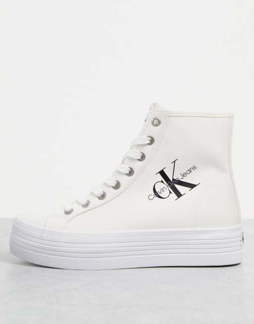 Calvin Klein Jeans - Hvide high top flatform-sneakers 