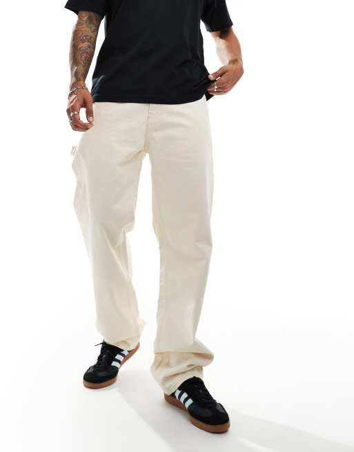 Calvin Klein Jeans - Hvide tømrer-jeans med lige ben i 90'er-stil