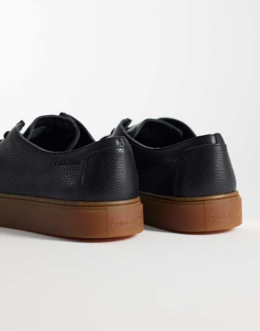 Calvin Klein Jeans – Hybrid-Schnürschuhe aus Leder in Schwarz mit dicker Sohle und Blatteinsatz, 4 von 4