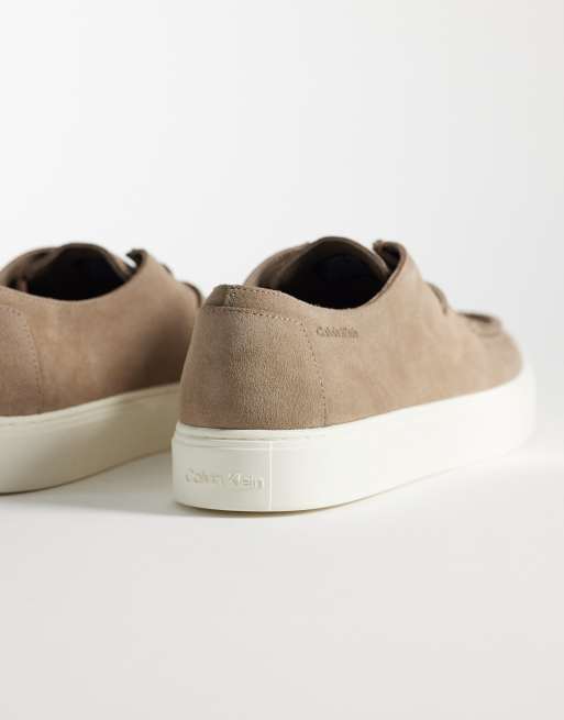 Calvin Klein Jeans – Hybrid-Schnürschuhe aus Wildleder in Beige mit dicker Sohle , 4 von 4