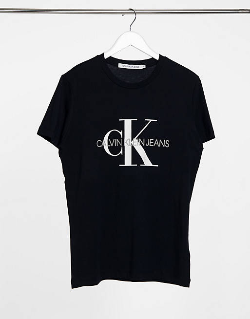 Calvin Klein Jeans iconic monogram slim t-shirt in black | ASOS