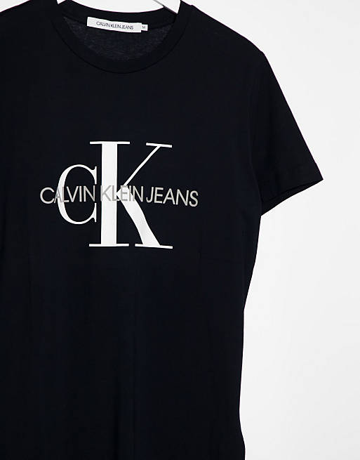 Calvin Klein Jeans iconic monogram slim t-shirt in black | ASOS