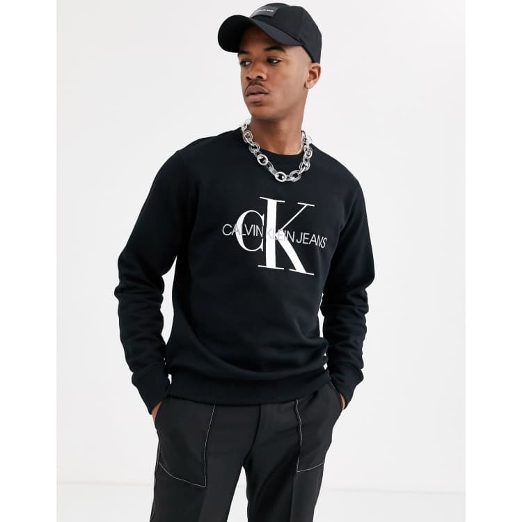 Calvin Klein ASOS black sweatshirt | iconic Jeans monogram in