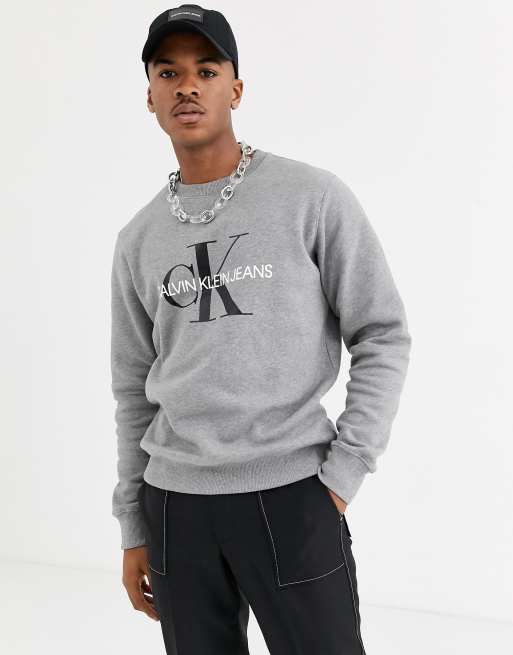 Calvin klein jeans sweatshirt on sale grey