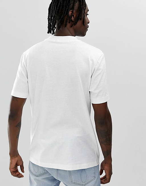 Calvin Klein Jeans – Icons – Weißes T-Shirt mit gesticktem Logo am Kragen |  ASOS