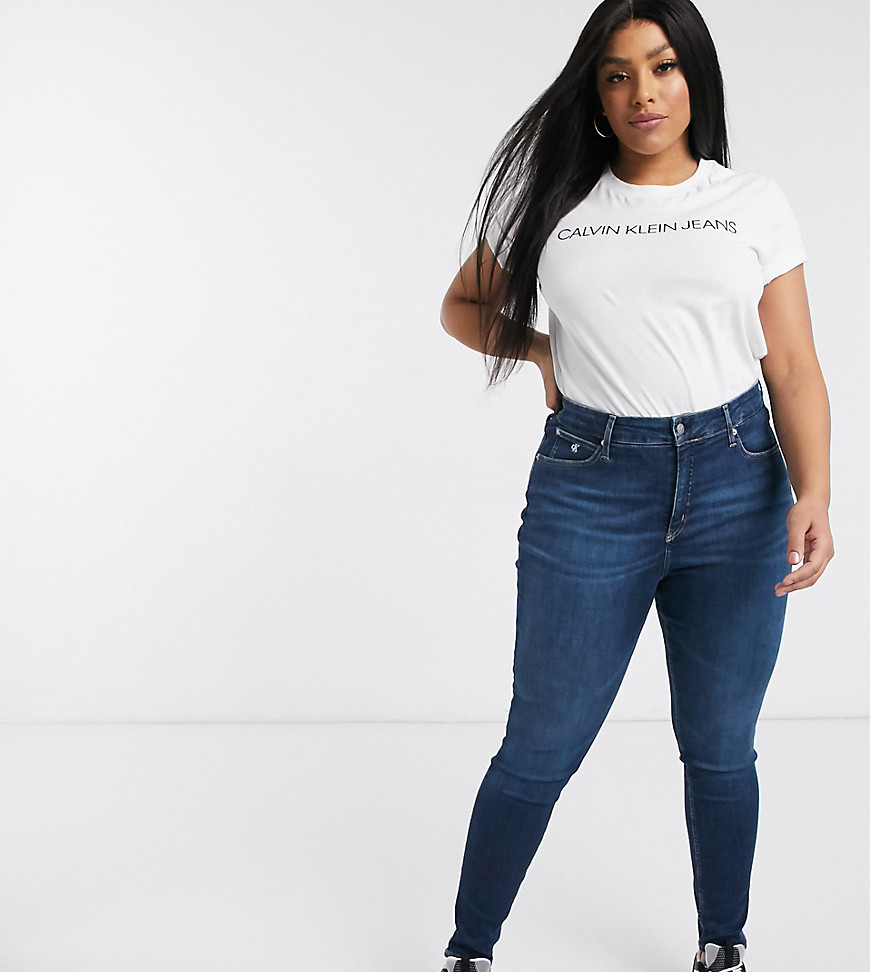Calvin Klein Jeans – Inclusive – Skinny jeans med stretch och hög midja-Blå