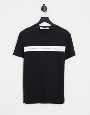 Calvin Klein Jeans institional taping slim fit t-shirt in black