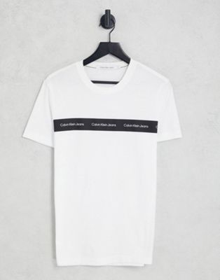 Calvin Klein Jeans institional taping slim fit t-shirt in white