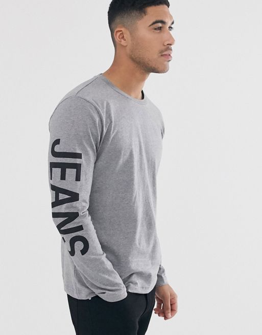 Calvin Klein Jeans institutional back logo long sleeve t-shirt white, ASOS