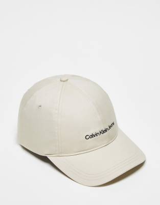 Calvin Klein Jeans institutional logo cap in beige - ASOS Price Checker