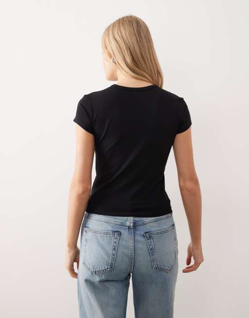 Calvin Klein Jeans – Institutional – Czarny przylegający T-shirt, 4 z 4