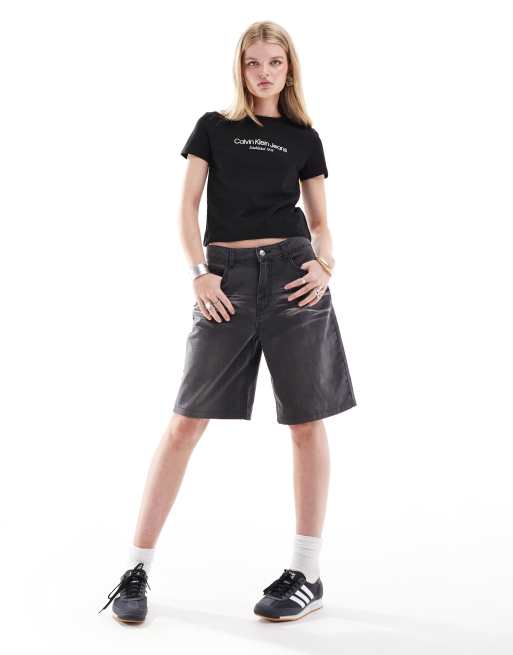 Calvin Klein Jeans institutional graphic baby tee in black