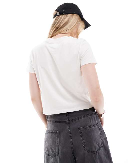 Calvin Klein Jeans Institutional graphic baby tee in white, 4 of 4