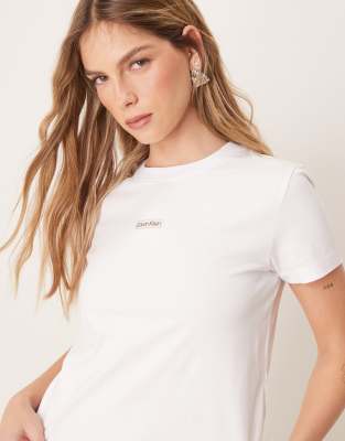 Calvin Klein Jeans - Institutional - Knappes T-Shirt in Weiß mit Grafik