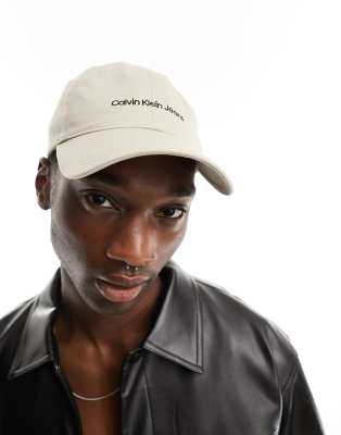 Calvin Klein Jeans institutional logo cap in taupe - ASOS Price Checker