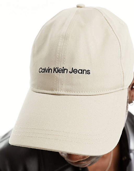 Calvin Klein Jeans institutional logo cap in taupe | ASOS