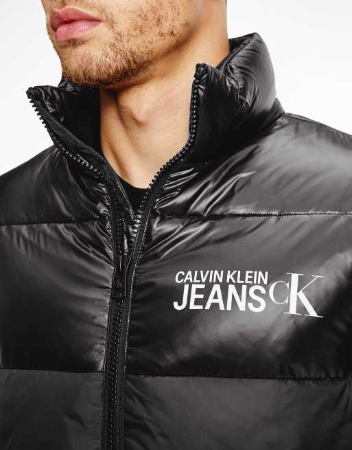 Calvin Klein Jeans puffer jacket with logo patch, ASOS