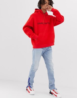 calvin klein jeans red hoodie